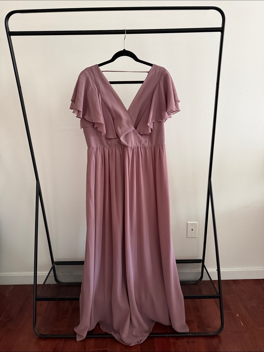 TRULY Dusty Rose Ruffle V-Neck Maxi Dress
